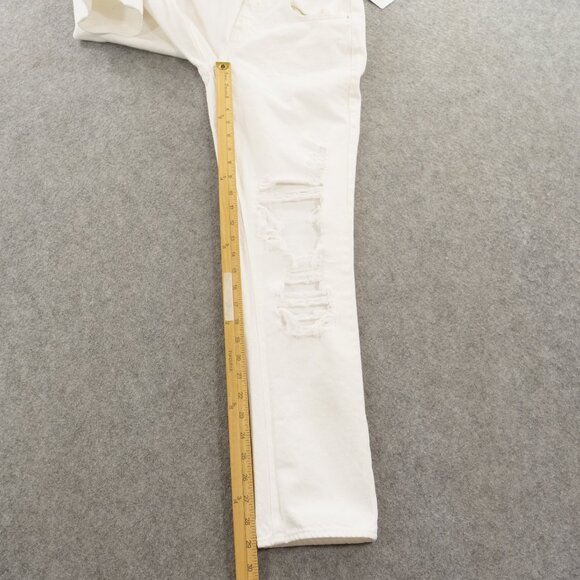 Guess Jeans Womens 25 White Boy Fit Mid Rise Distressed Zip Fly New - Picture 14 of 15